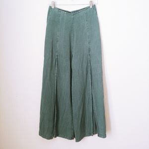 Young Fabulous & Broke | Wide Split Leg Teal Linen Pants